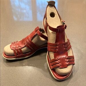 Red Ecco Leather Sandals